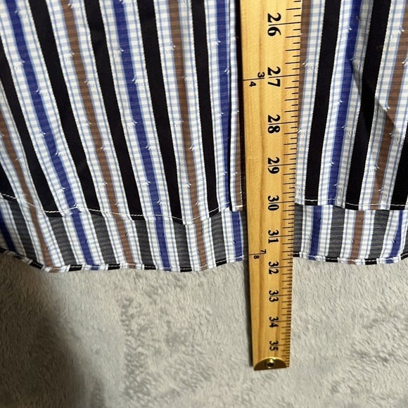Bugatchi Uomo Men's Lg LS Button Down Multi-Color Striped Shirt Flip Cuff EUC - Picture 11 of 11